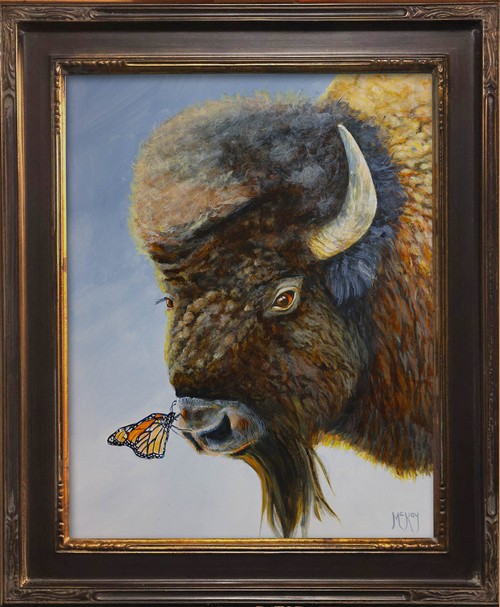 Click to view detail for When Monarchs Meet 14x11 $750